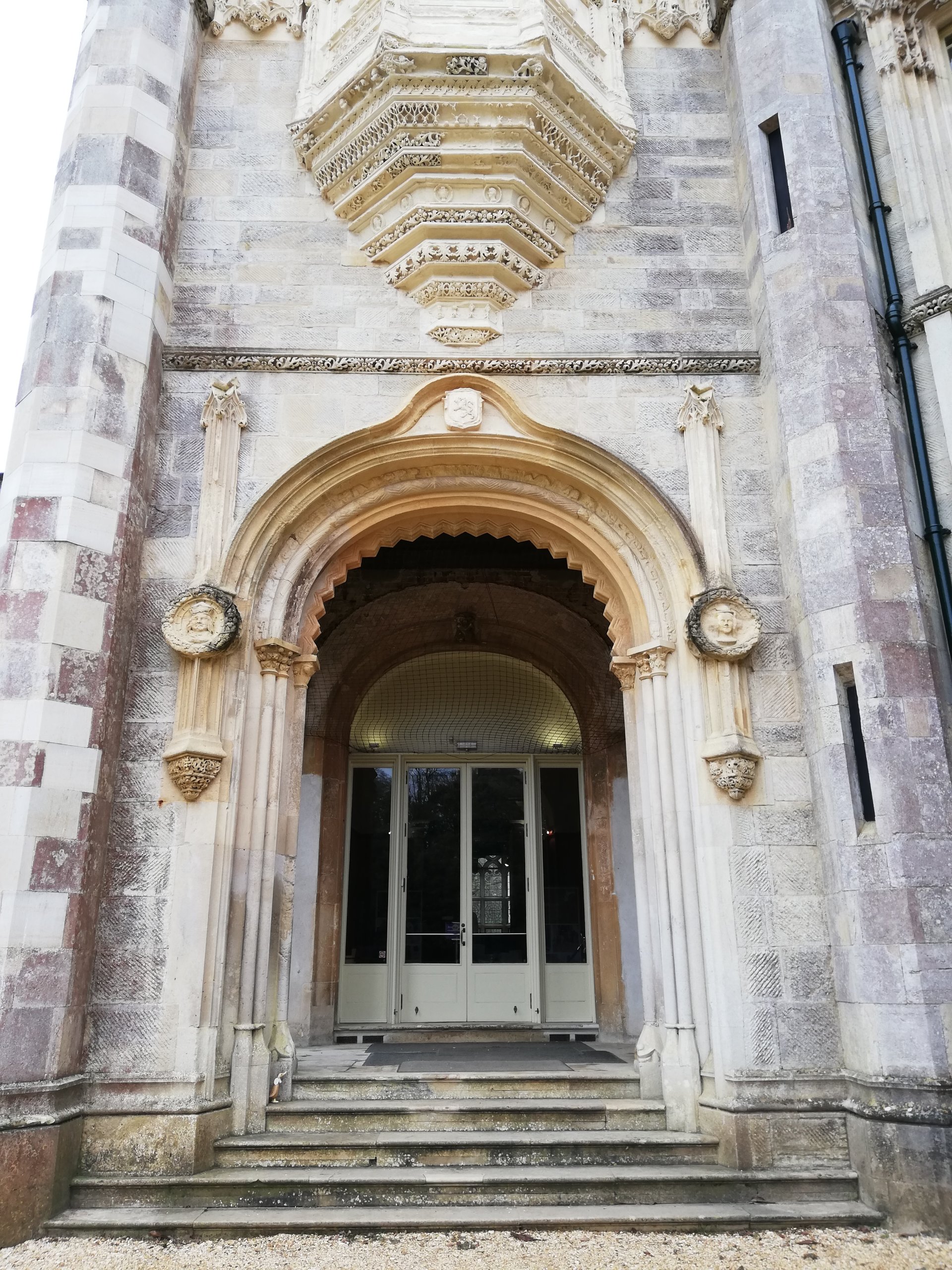 Spot the Duck - Beatrix hiding on the South Porch at Highcliffe Castle