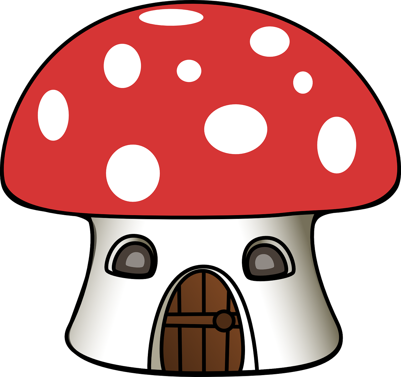 Red and white spot cartoon mushroom house